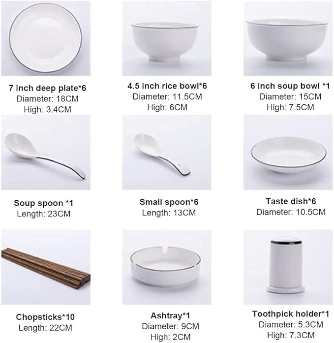Dinnerware Set Dinner Party Tableware Service Set 38-Piece Bone China Ceramic Dinnerware Set Simple Combi-Set Porcelain Tableware Set of Bowls/Plates/Pot/Spoon