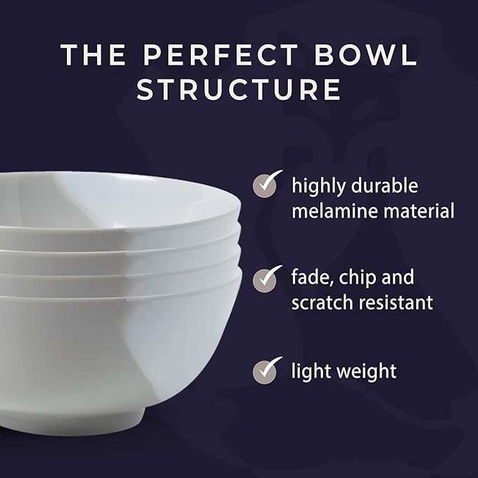 Melamine Serving bowls | Extra Durable Melamine Pasta Salad Bowl | Shatter-Proof and Chip-Resistant | Dishwasher Safe BPA Free | Lightweight Dinnerware Set of 4 | Perfect for Parties Picnics BBQ