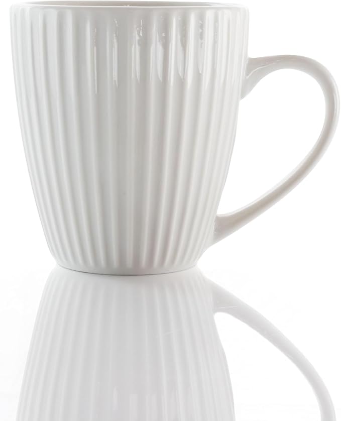 18-Piece White Porcelain Dinnerware Set with Serving Bowls – Elegant Textured Dish Set for 4 Microwave &amp Dishwasher Safe