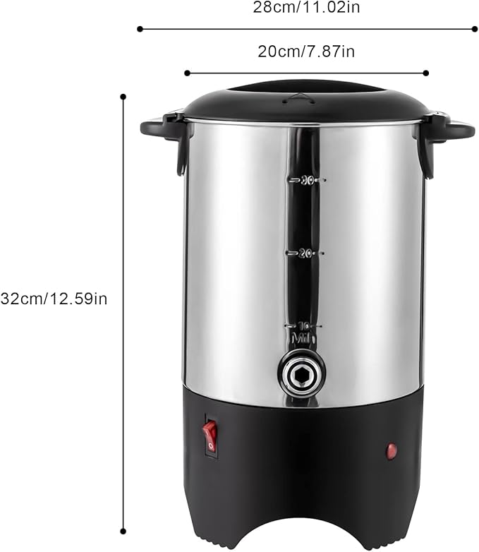 5.2L/175Oz Coffee Urn 304 Stainless Steel Coffee Machine 1000W Fast Heating Silver Coffee Maker with Removable Filter Use for Tea Hot Chocolate (110V)