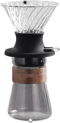 Immersion Coffee Dripper Switch Pour Over Dripper Immersion Dripper Switch Coffee Maker Glass Coffee Filters V02 Set(TransparentTeapot+cup)
