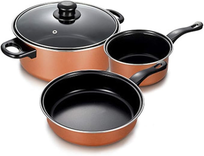 Nonstick Cookware Set Induction3 Piece Cooking Pots and Pans with Lids Home Kitchenware with Saucepan Frying Pan Stockpot Oven SafeEasy to Clean Large pan