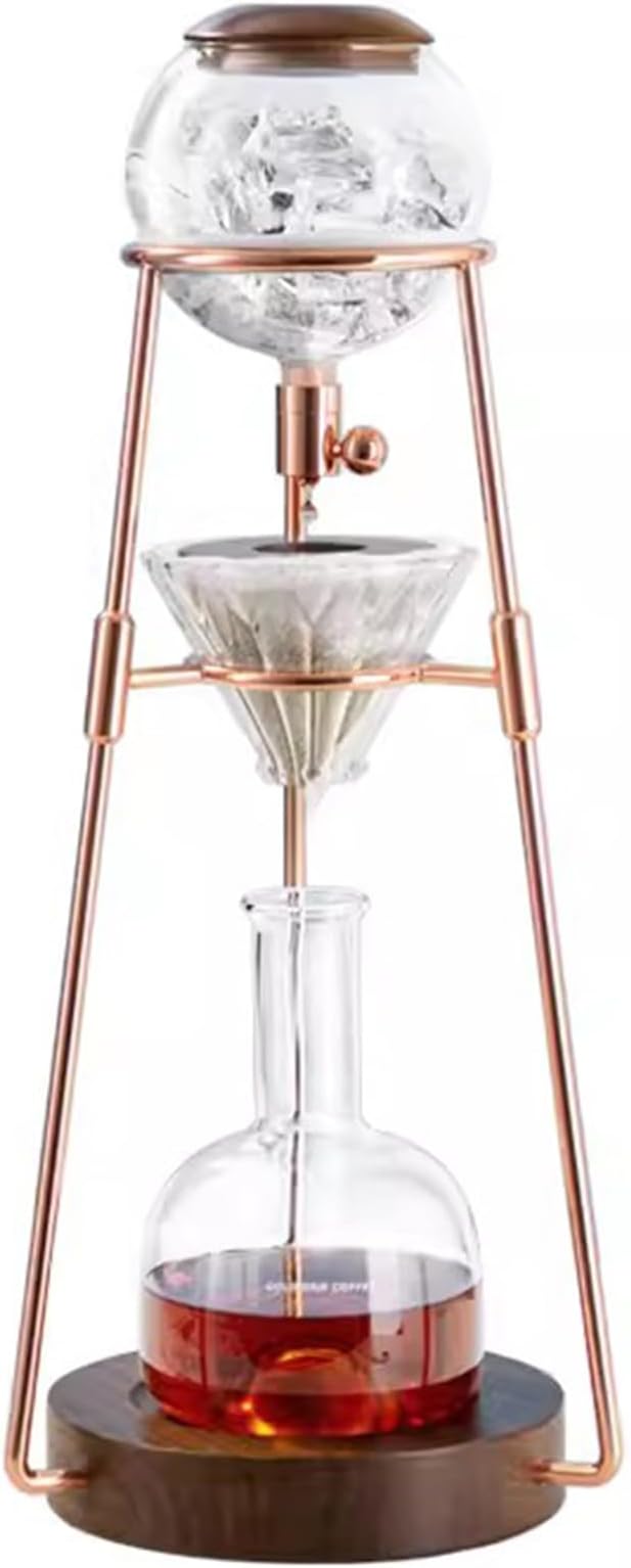 Cold Brew Drip Tower 500ml Reusable Glass Iced Coffee Maker with Slow Drip Speed Control Valve Glass Pot and Stainless Steel Stand for Cafe Home Kitchen