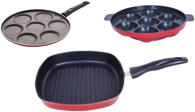 Nirlon Non-Stick Cookware Kitchen Cooking Essential Combo Set of 3 Pieces (UP7_AP7_GP22)