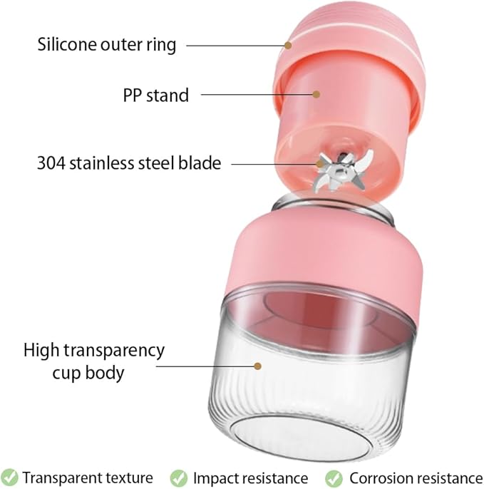 Portable Blender for Shakes and Smoothies 30oz Small Personal Blender with 10 Blades Portable Juicer Blender for Travel Sports Kitchen Pink