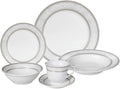 Stylish and Elegant 24 Pieces Porcelain Dinnerware Set Service for 4 People for Hosting Parties and Events - Sirena Design