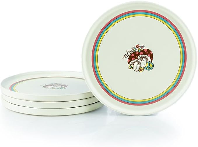 Everything Kitchens Modern Flat 16-Piece Dinnerware Set | Peace &amp Love (12-Piece Dinnerware Set)