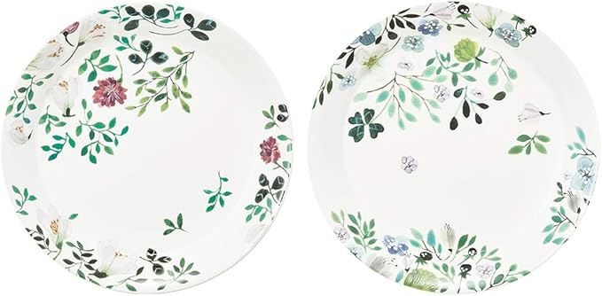 Narumi 96604-23137P Dinnerware Set Green Floral Pattern Cute 2 Patterns Set of 6 Pieces Microwave Heater Dishwasher Safe Gift Box Included