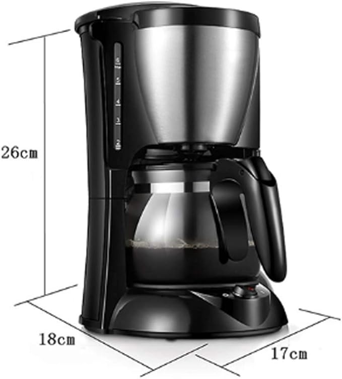 coffee machines Fashion Insulation Tea Machine Automatic Drip Coffee Maker Home 17X18X26cm (Color : Pinkish grey) (Black)