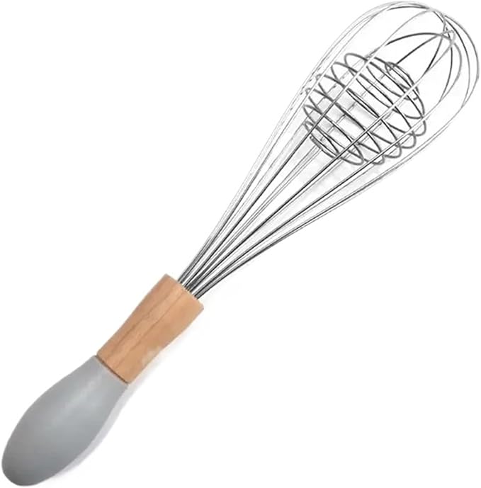 Manual Egg Blender With Wood Handle Stainless Steel Hand Beater Dough Cream Stirring Mixer Whisk Cooking Baking Kitchen Tools(12 inch)