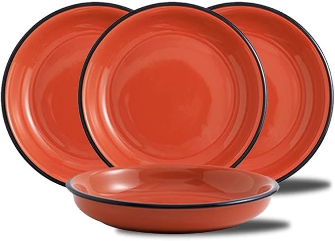 Elegant Fine Dinnerware SetPorcelain Dinnerware Sets Imitation Enamel Porcelain Dishes Tableware Set Creativity Nordic Style Dinner Sets Microwave and Dishwasher SafeOrange