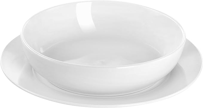 14 Piece Fine Ceramic Dinnerware Set in White Solid Casual Round Dishwasher Safe