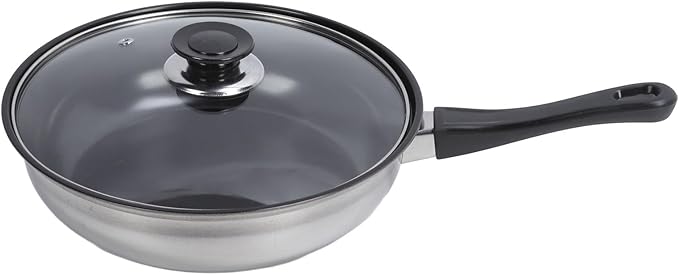 Stainless Steel Cookware Set Kitchen Pots and Pans Set with Non Stick Frying Pan Saucepan Stock Pot Tea Kettle Black Heat Handles for Home Cooking