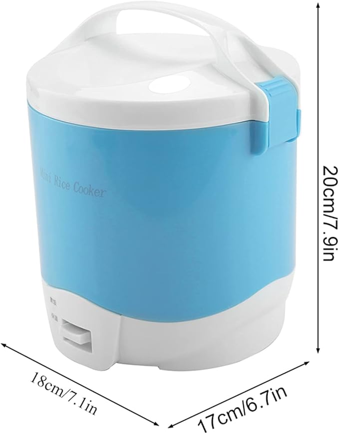 Zerodis Portable Rice CookerElectric 24V 180W 1.6L Multifunctional Food SteamerNonstick CoatingKeeps Food Warm for Office WorkersStudentsTravel Camping (Blue)