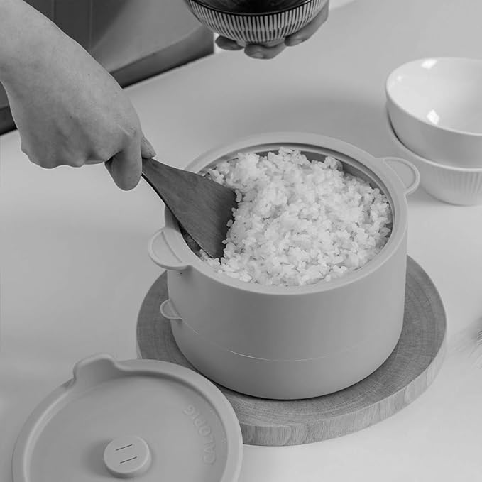 Microwave Low Carb Rice Cooker Container Diet Low Carb Rice Silicone Rice Cooker Gray