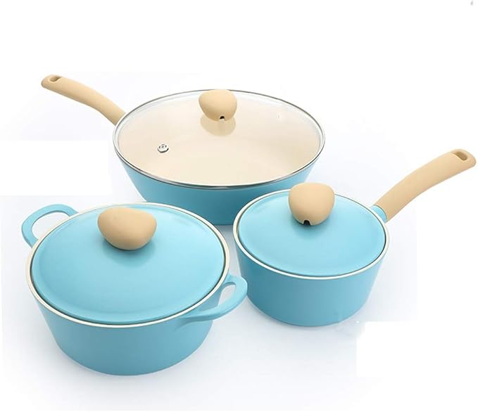 Ceramic Wok Milk Pot Soup Pot Cookware Set Kitchenware Set Non-Stick Cookware Set Cookware Set (B Variety Pack)