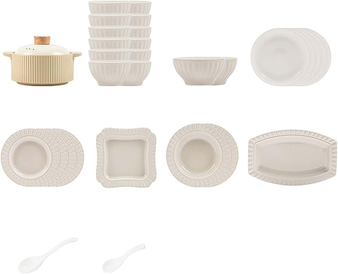 Elegant Ceramic Dinnerware Set High-Grade Gray Plates Bowls and Dishes for Family Use Complete Tableware Set Modern Design Dishwasher &amp Microwave Safe