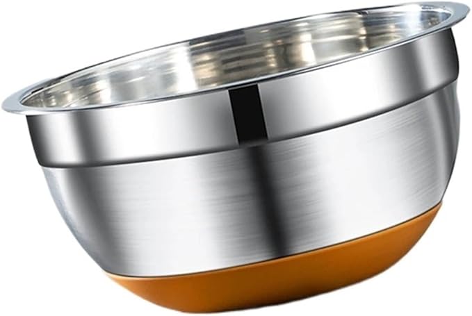 Stainless Steel Salad Mixing Bowl With Lid Non-Slip Silicone Bottom Fruit Vegetable Bowls Egg Beater Basin Dough