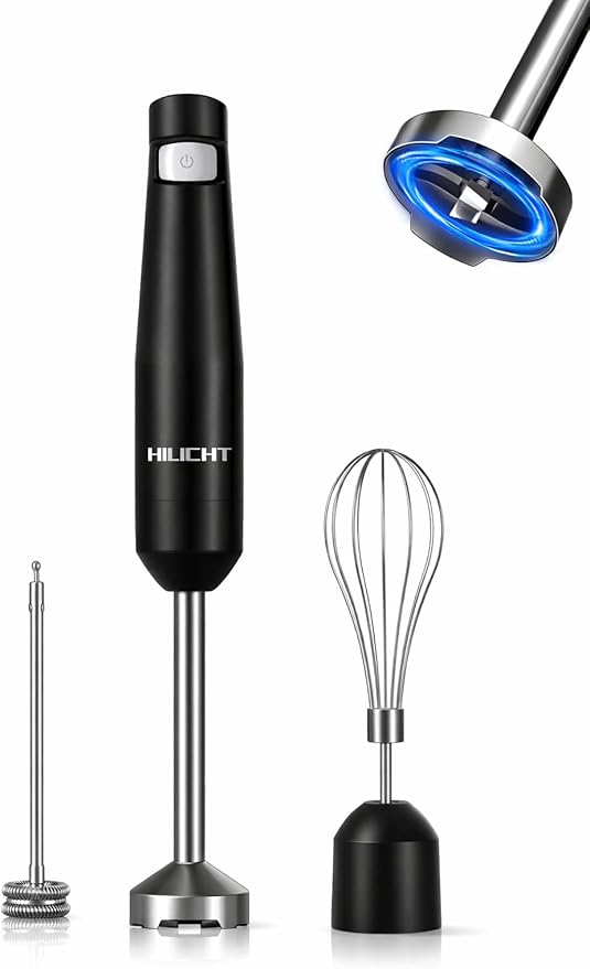 Cordless Immersion Hand Blender (Stick Blender) – Smooth Controlled Blending for Everyday Cooking 12V Brushless Motor Pressure-Sensitive Variable Speed USB-C Rechargeable Easy-Clean (Black)