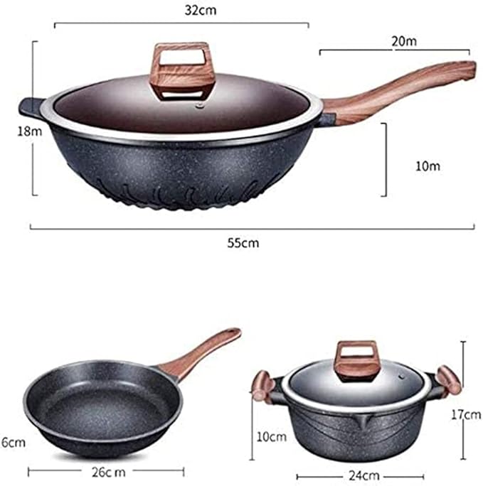 Non-Stick Pot and Pan SetKitchen Cookware SetWoks and Saucepan Pots and Pans Set3-Piece Set