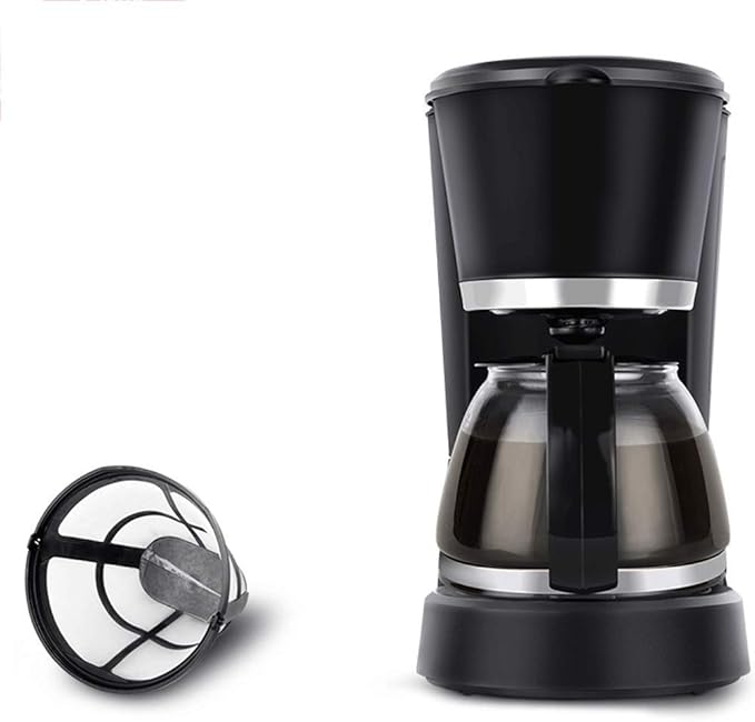 Coffee Machine Filter Coffee Machine Drip Coffee Maker With 0.6L Glass Jug Timer FunctionBoil-Dry Protection550WWashable Filter Black