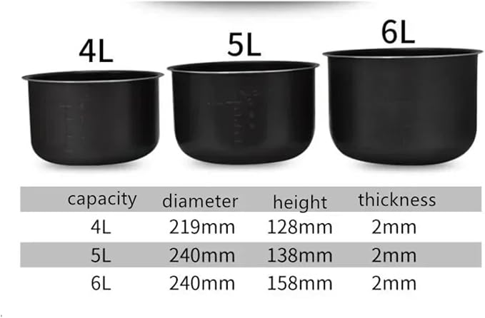 5L Electric Rice Cooker Inner Pot Non-Stick Rice Pot Gall Black Crystal Inner Accessories Cooker Parts Compatible for Midea