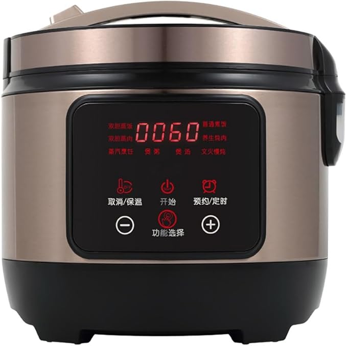 Rice Cooker &amp Steamer 5L Large Capacity 304 Stainless Steel Non-Stick Triple Inner Pot for Family Dormitory for 1~9 People Rice Cooker
