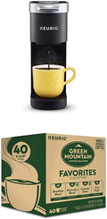 Keurig K-Mini Coffee Maker Single Serve K-Cup Pod Coffee Brewer 6 to 12 oz. Brew Sizes Black With Mountain Coffee Roasters Favorites Collection Variety Pack 40 Count