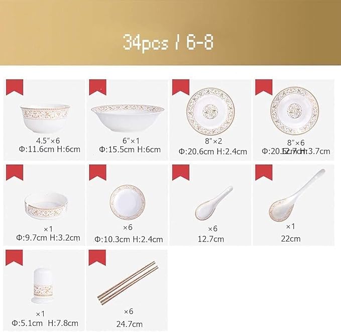Porcelain Dinnerware Sets Plates and Bowls Sets Decorative Gold Floral Dinnerware Porcelain Plates and Bowls Sets Unique Dish Set for Ever