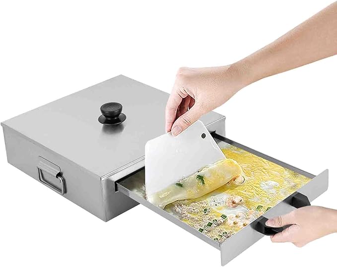 Rice Noodle Rolls Machine Top Open Chinese Rice Noodle Roll Food Steamer with Extra Tray Guangdong Changfen Cantonese Cuisine Household Cookware (1 Layer)