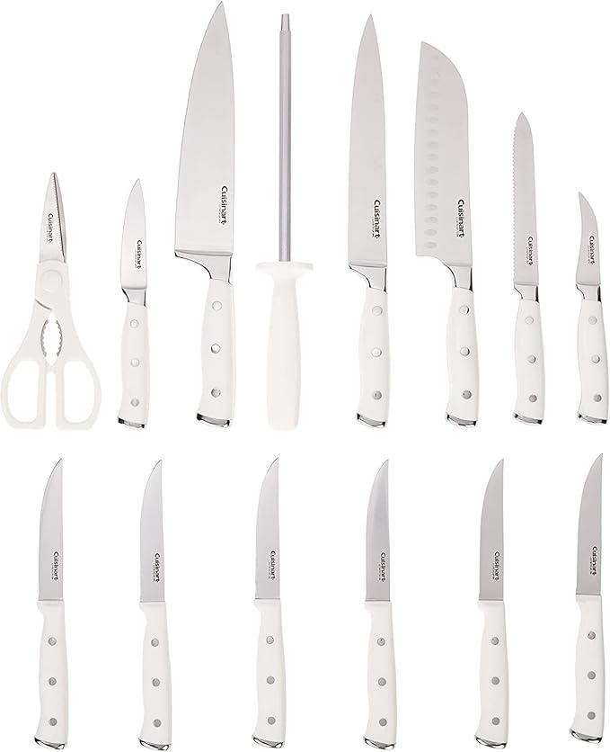 Cuisinart CPT-180WP1 4-Slice Metal Classic Toaster White/Stainless Steel &amp C77WTR-15P Classic Forged Triple Rivet 15-Piece Knife Set with Block White