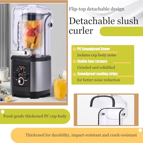 Quiet Heavy Duty Blender with Soundproof Cover 2200W Commercial Motor 2L Pitcher Ice Crushing Smoothie Maker Variable Speed and Self Cleaning for Cafe Home