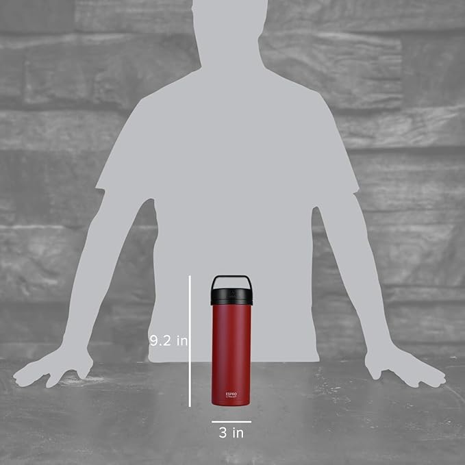 ESPRO P0 Ultralight French Press Coffee Maker for Travel Vacuum Insulated Stainless Steel 16 Ounces Cranberry