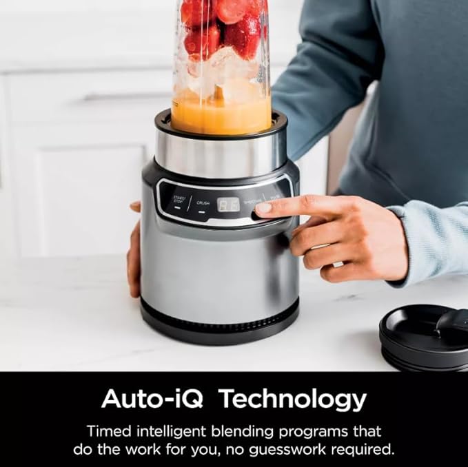 Nin-ja Nutri Blender Pro with Auto iQ 1100 W Personal Smoothie Blender Stainless Steel 2 Cups Dishwasher Safe (model 401)