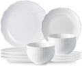 Porcelain Dinnerware Sets for 4 12 Piece Plates and Bowls Set Scratch-Resistant Microwave &amp Dishwasher Safe Dishes Kitchen and Dining Dishware