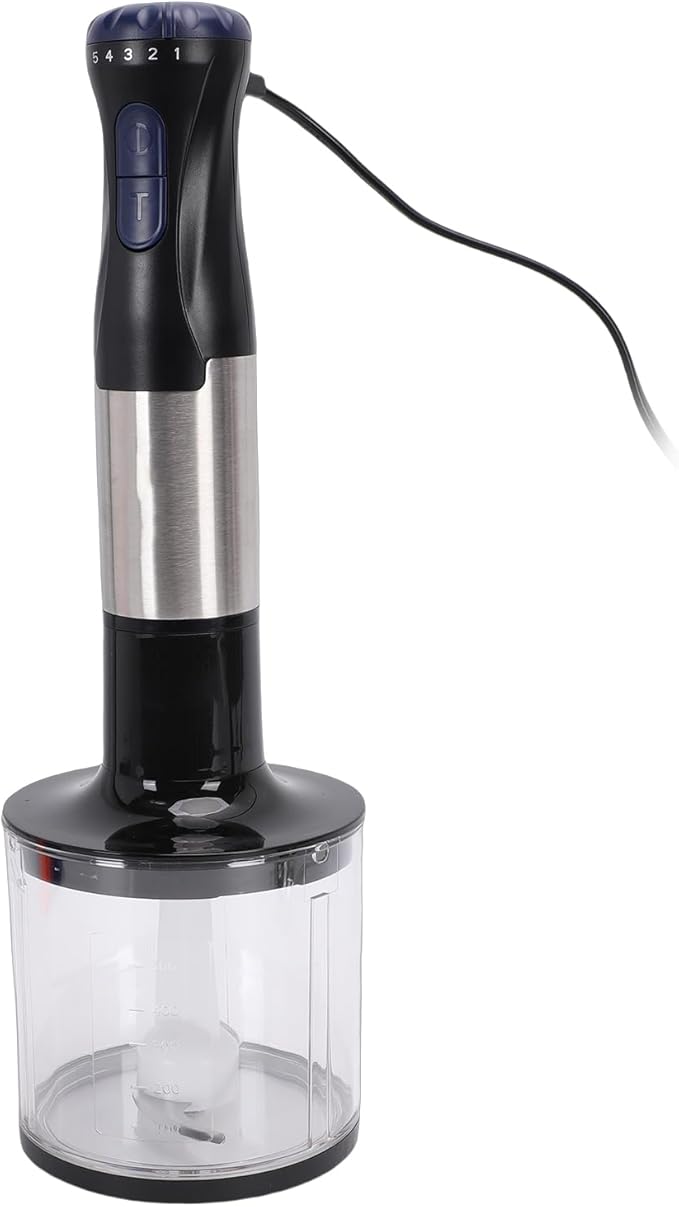 ZJchao Hand Blender Immersion 20 Speeds Food Processor Stick Blender Stainless Steel 500W Boost Button Electric Mixer for Kitchen Cooking (US Plug 110V)
