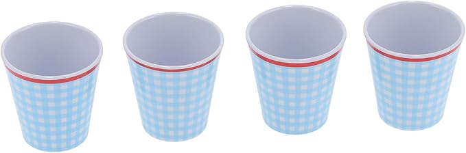 12Pcs Light Blue Grid Melamine Dinnerware Set Household Tableware with Fruit Plate Salad Bowl Cup Multi Purpose Kitchenware for Home Restaurant Hotel