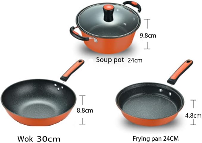 Nonstick Cookware Set 3 PiecesPots and Pans Sets Frying Pan Chemical-Free Kitchen Sets with Stay-Cool Handle Saucepan Stock Pot Skillet Stone Set