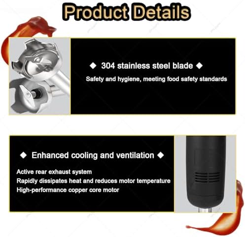 270W Stick Blender 20000 RPM Variable Speed Electric Hand Mixer Whisk Attachment Ideal for Kitchen Baking Cooking &amp Baby Food Preparation