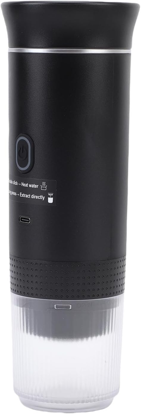 AUNMAS Automatic Portable Coffee Maker Electric Machine Mini Travel Coffee Maker with USB C Charging 20 Bar Pressure for Camping RV Office Travel (black)