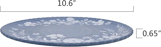 12-Piece Daisy Bamboo Melamine Dinnerware Set Bamboo Fiber Plates and Bowls with Floral Pattern Lightweight Unbreakable Dishes for 4
