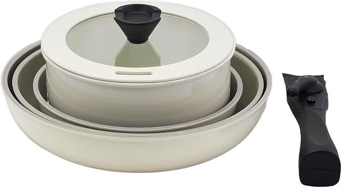 Pearl Metal Frying Pan 6-piece Set Induction Compatible Fluorine Resin Coated Film Removing Handle Metal Spatula Oven Cooking 7.9 inches (20 cm) Frying Pan 10.2 inches (26 cm) Ceramic