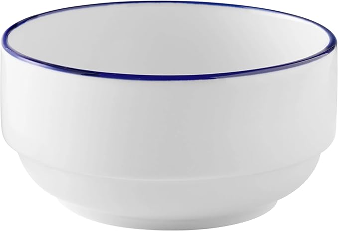 CNEIESD12-Piece Blue-Rim Glazed Stoneware Dinnerware Set – Modern Minimalist Home Dining