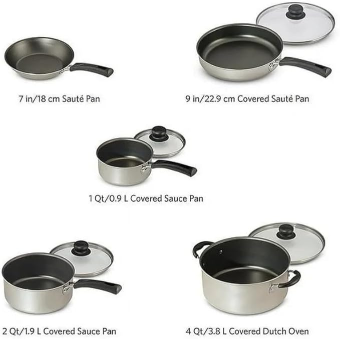 9-Piece Non-Stick Cookware Set - Complete Kitchen Essentials with Fry Pans Pots &amp Lids Easy to Clean &amp Compatible with All Stovetops