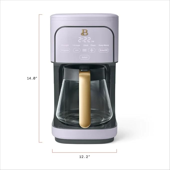 12-Cup Programmable Coffee Maker with 24h Timer &amp Brew Strength Settings Drip Brewer for Rich Flavor (Lavender)