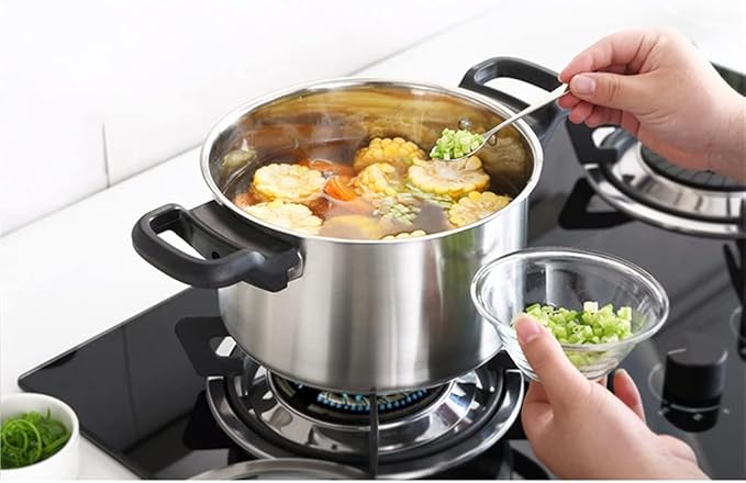 Cookware 6 Piece Cookware Set Stainless Steel Household Frying Pan Soup Pot Set Steamer Frying Pan Glass Lid Kitchen Utensils (Color : A Size A As the picture sho