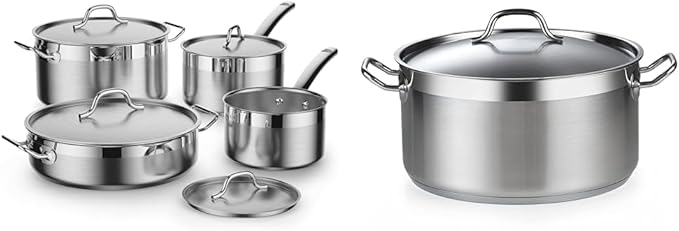 Cooks Standard 8-Piece Stainless Steel Kitchen Cookware Set with 9 Quart Stockpot and Casserole