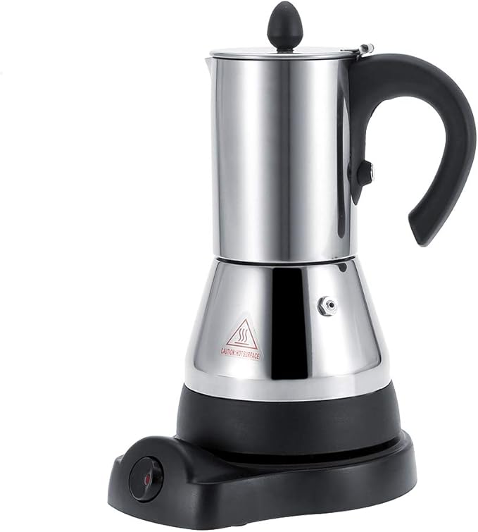 Electric Coffee Maker Stainless Steel Espresso and Cappuccino Machine Stainless Steel Mocha Pot Coffee Maker (300ml)