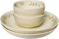 GDCZ Dishes and Plates 4-Piece Dinnerware Set Round Plates and Bowls Set Microwave &amp Dishwasher Safe Easy to Clean
