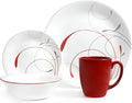 Corelle Splendor Chip and Break Resistant Dinner Set Glass Red/Grey Set of 16